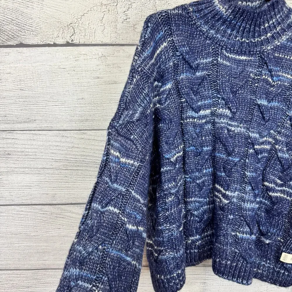 A New Approach Plus Size Blue Thick Knit Mock Neck Sweater Size XXL
